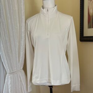 Women's White Zip-Up Sports Top